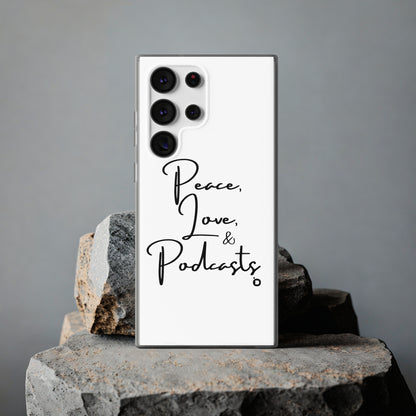 Peace, Love, & Podcasts Phone Case - Black Print