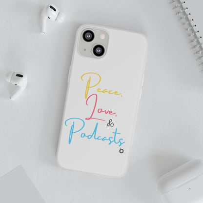 Peace, Love, & Podcasts Phone Case - Colorful Print