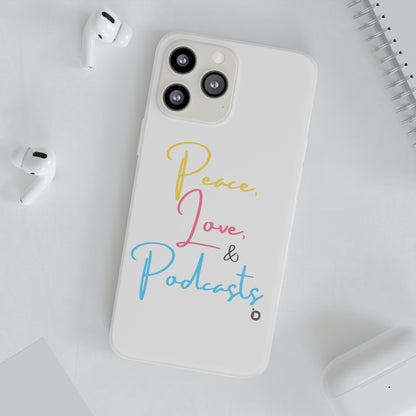 Peace, Love, & Podcasts Phone Case - Colorful Print