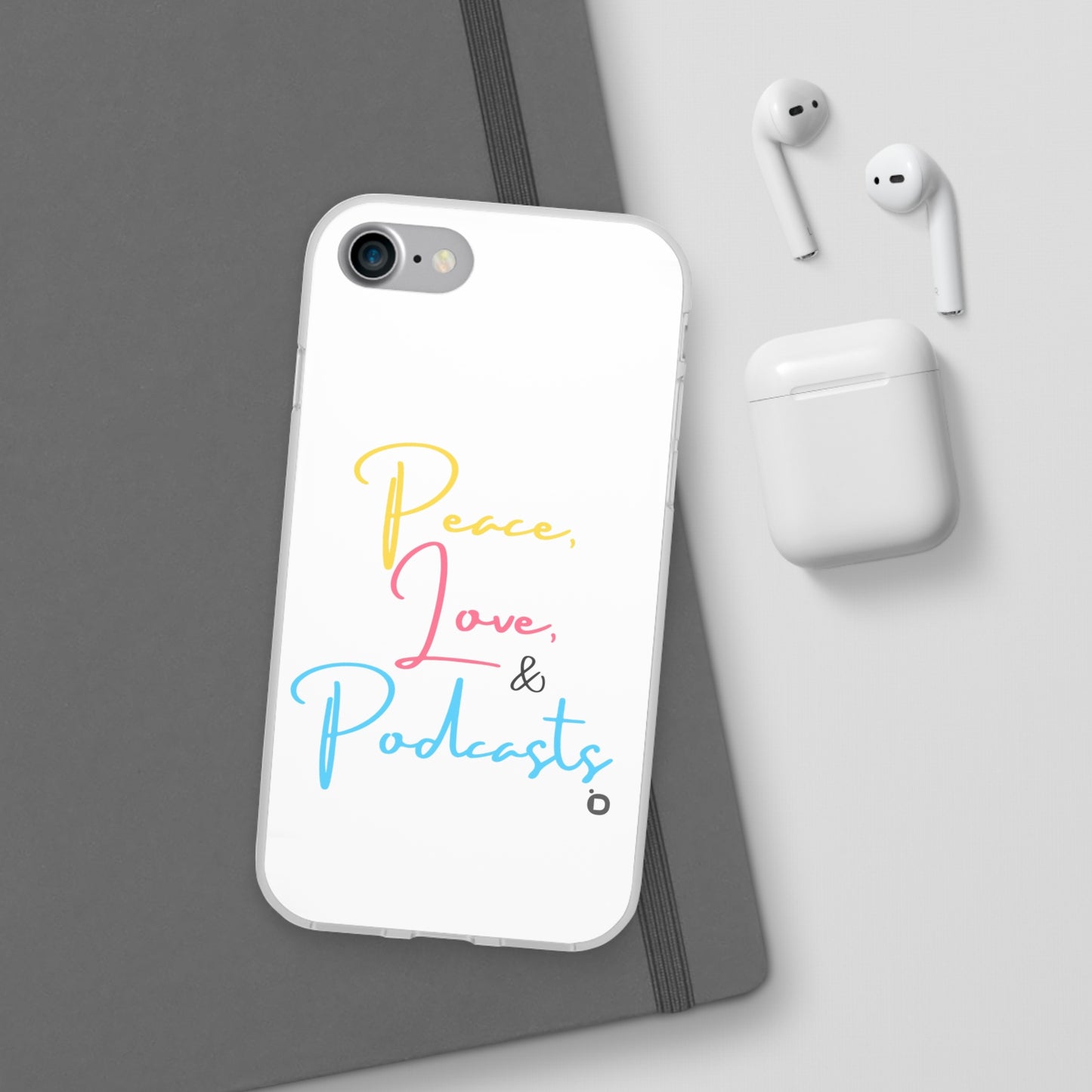 Peace, Love, & Podcasts Phone Case - Colorful Print